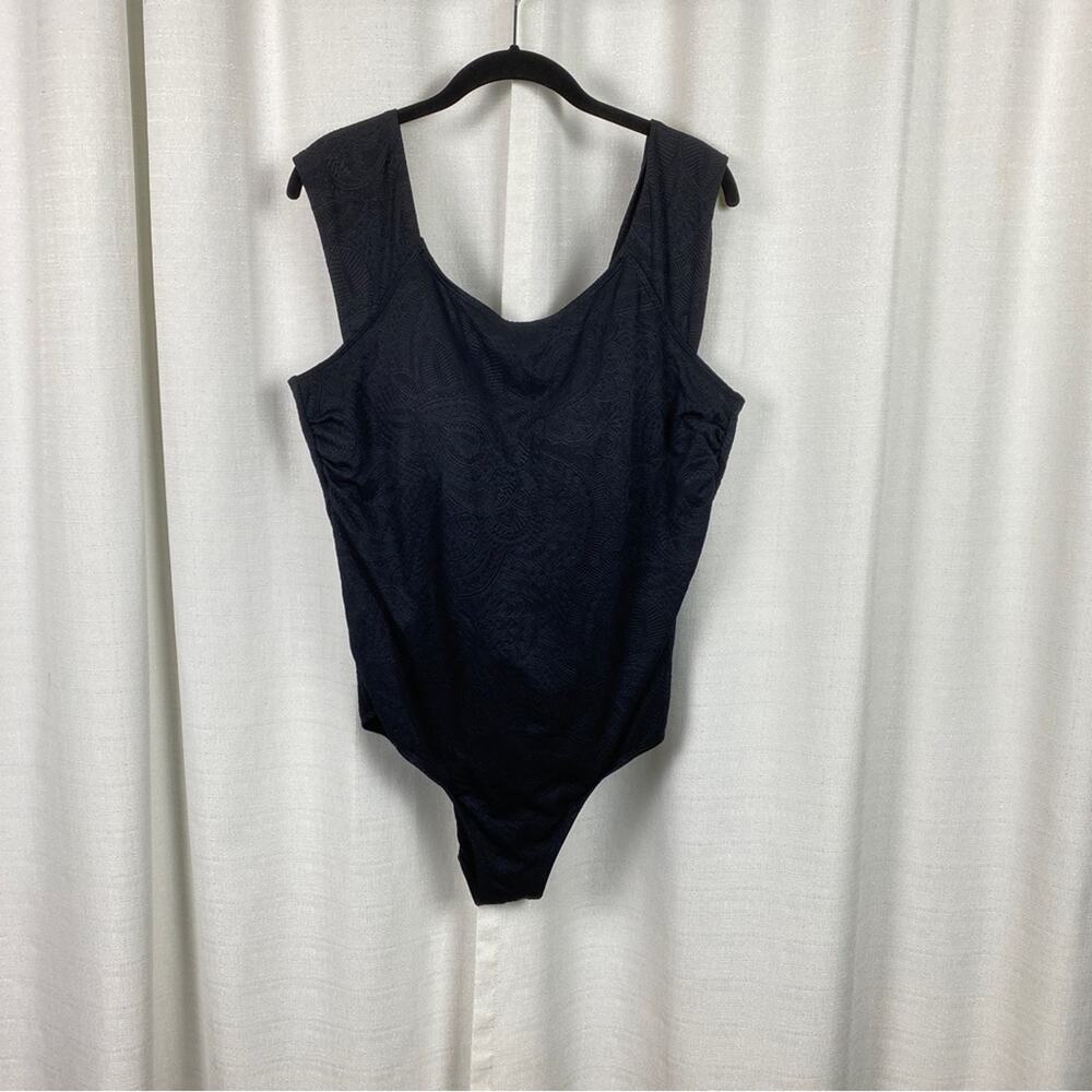 Lands End Black Textured One Piece Swimsuit Sz.20W